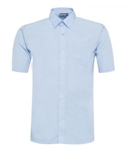 Twinpack boy's blue short sleeved shirts